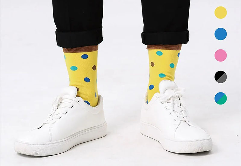 大圓點襪-黃 厚襪款(2種尺寸) 